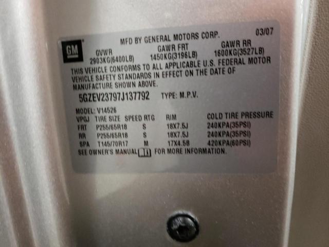 5GZEV23797J137792 - 2007 SATURN OUTLOOK XR SILVER photo 13