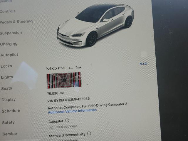 5YJSA1E63MF435935 - 2021 TESLA MODEL S Սպիտակ լուսանկար 9