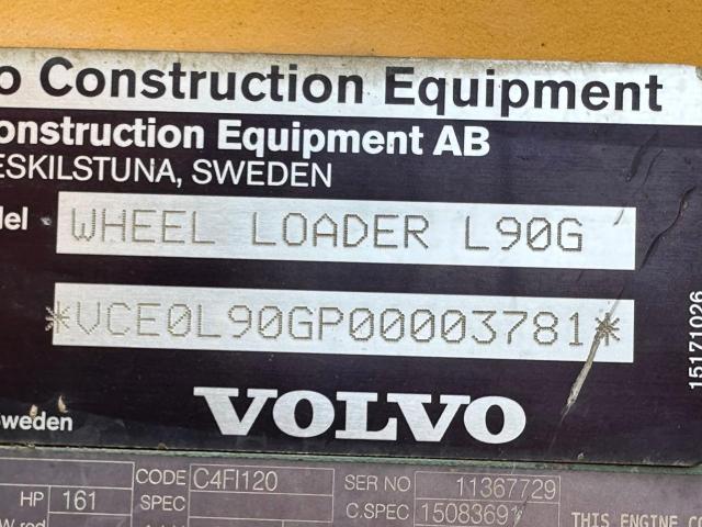 VCE0L90GP00003781 - 2012 VOLVO L90G YELLOW photo 10