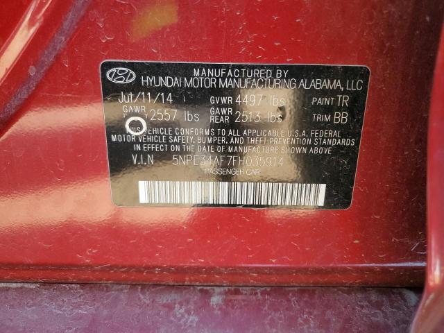 5NPE34AF7FH035914 - 2015 HYUNDAI SONATA SPORT BURGUNDY photo 12