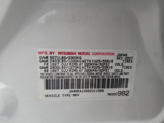 JA4MS41X88Z011666 - 2008 MITSUBISHI OUTLANDER XLS WHITE photo 12