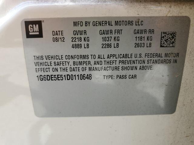 1G6DE5E51D0110648 - 2013 CADILLAC CTS LUXURY COLLECTION Beyaz fotoğraf 13