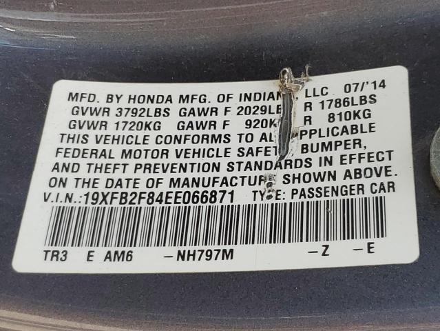 19XFB2F84EE066871 - 2014 HONDA CIVIC EX GRAY photo 12
