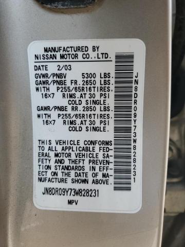 JN8DR09Y73W828231 - 2003 NISSAN PATHFINDER LE TAN photo 13