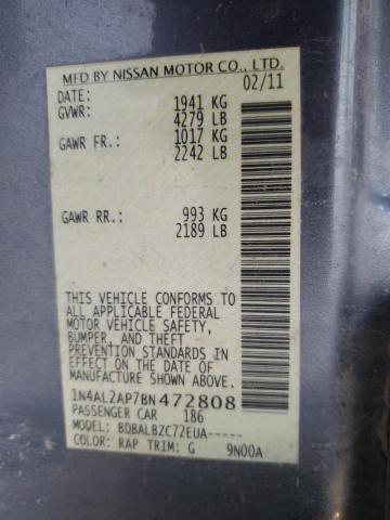 1N4AL2AP7BN472808 - 2011 NISSAN ALTIMA BASE Көк фото 12