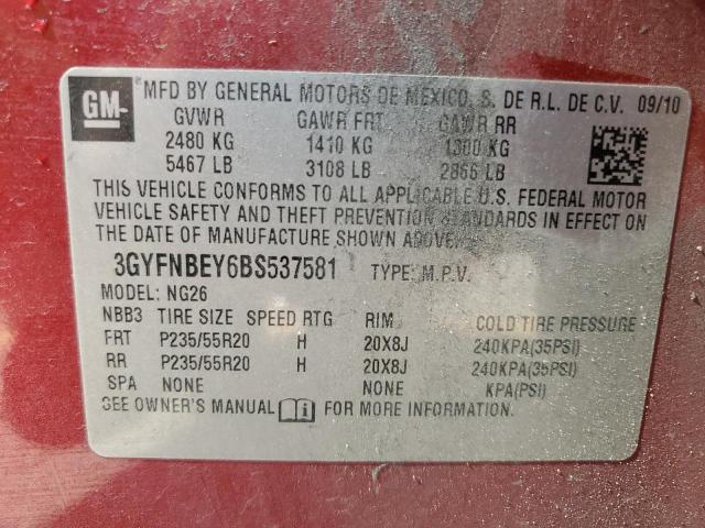 3GYFNBEY6BS537581 - 2011 CADILLAC SRX PERFORMANCE COLLECTION Czerwony zdjęcie 13