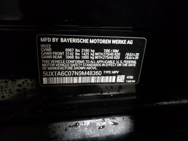 5UXTA6C07N9M48360 - 2022 BMW X5 XDRIVE45E BLACK photo 13