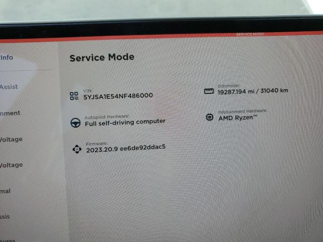 5YJSA1E54NF486000 - 2022 TESLA MODEL S Գրաֆիտ լուսանկար 9