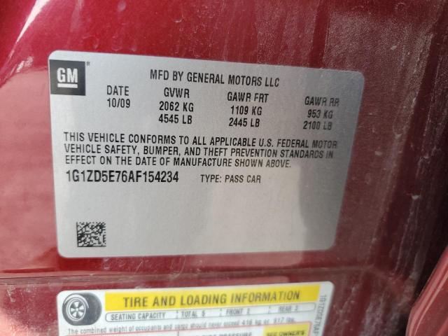 1G1ZD5E76AF154234 - 2010 CHEVROLET MALIBU 2LT Қызыл фото 12