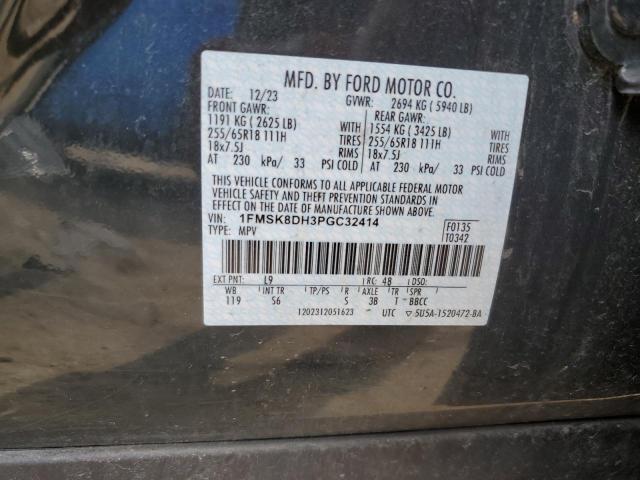 1FMSK8DH3PGC32414 - 2023 FORD EXPLORER XLT GRAY photo 13