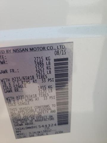 5N1AL0MN9FC544324 - 2015 INFINITI QX60 WHITE photo 13