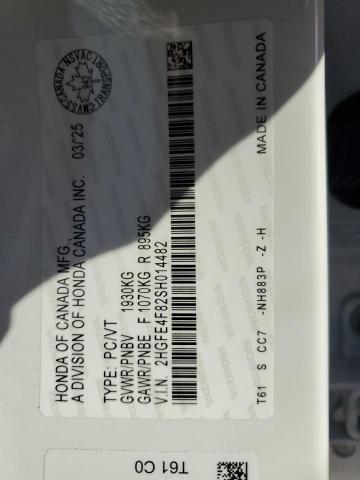 2HGFE4F82SH014482 - 2025 HONDA CIVIC SPORT 白色 照片 12