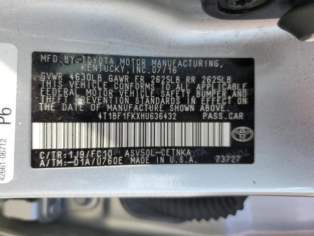 4T1BF1FKXHU636432 - 2017 TOYOTA CAMRY LE SILVER photo 12