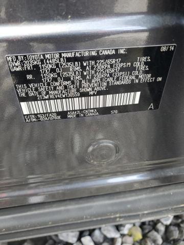 2T3WFREV4EW130559 - 2014 TOYOTA RAV4 XLE GRAY photo 12