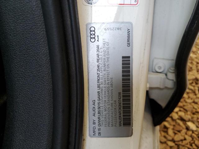 WAUDFAFCXGN074298 - 2016 AUDI A6 PREMIUM PLUS თეთრი ფოტო 12