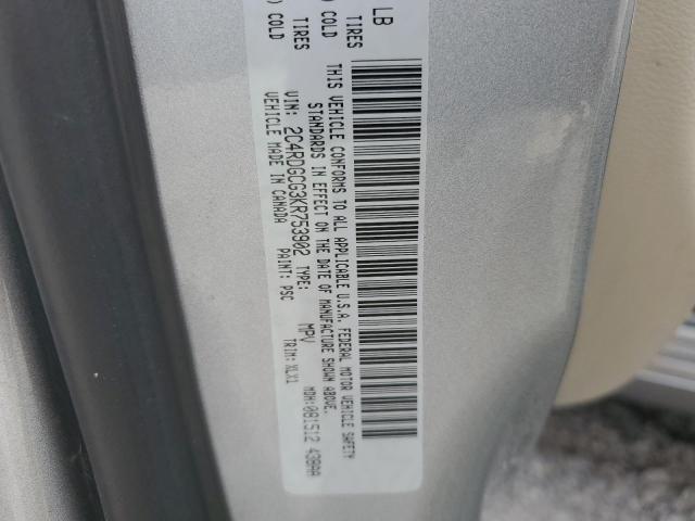 2C4RDGCG3KR753902 - 2019 DODGE GRAND CARAVAN SXT 银色 照片 13