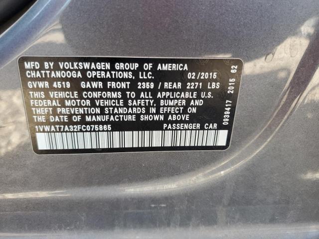 1VWAT7A32FC075865 - 2015 VOLKSWAGEN PASSAT S Grafit foto 12