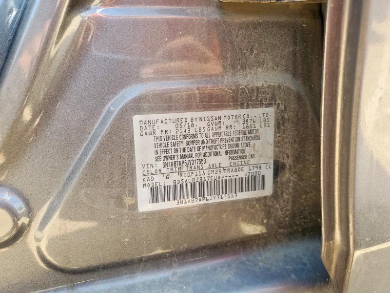 3N1AB7AP6JY317553 - 2018 NISSAN SENTRA S GRAY photo 12