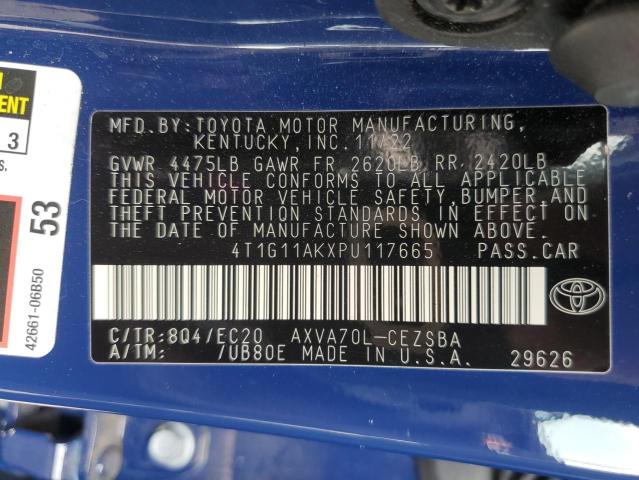 4T1G11AKXPU117665 - 2023 TOYOTA CAMRY SE NIGHT SHADE BLUE photo 12