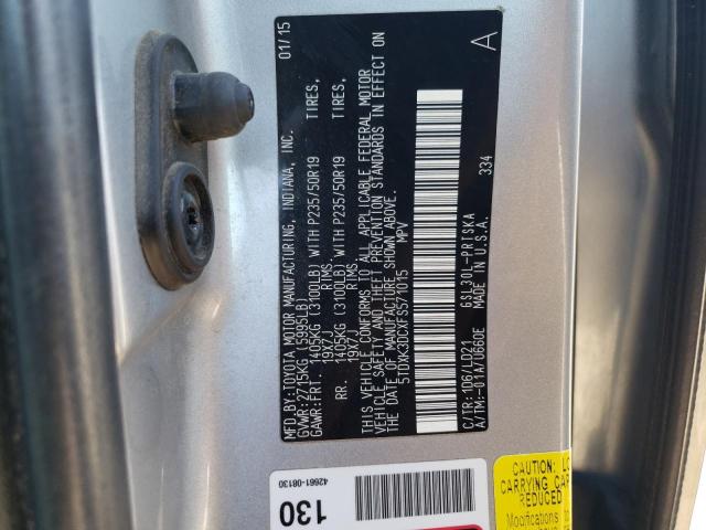 5TDXK3DCXFS571015 - 2015 TOYOTA SIENNA SPORT SILVER photo 13