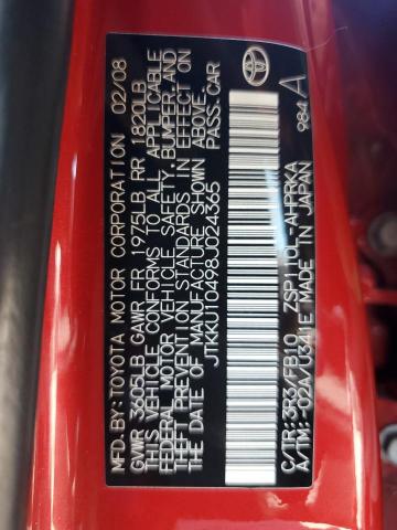 JTKKU10498J024365 - 2008 TOYOTA SCION XD Rot Foto 12