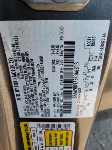 3FA6P0K97ER366813 - 2014 FORD FUSION TITANIUM CHARCOAL photo 12