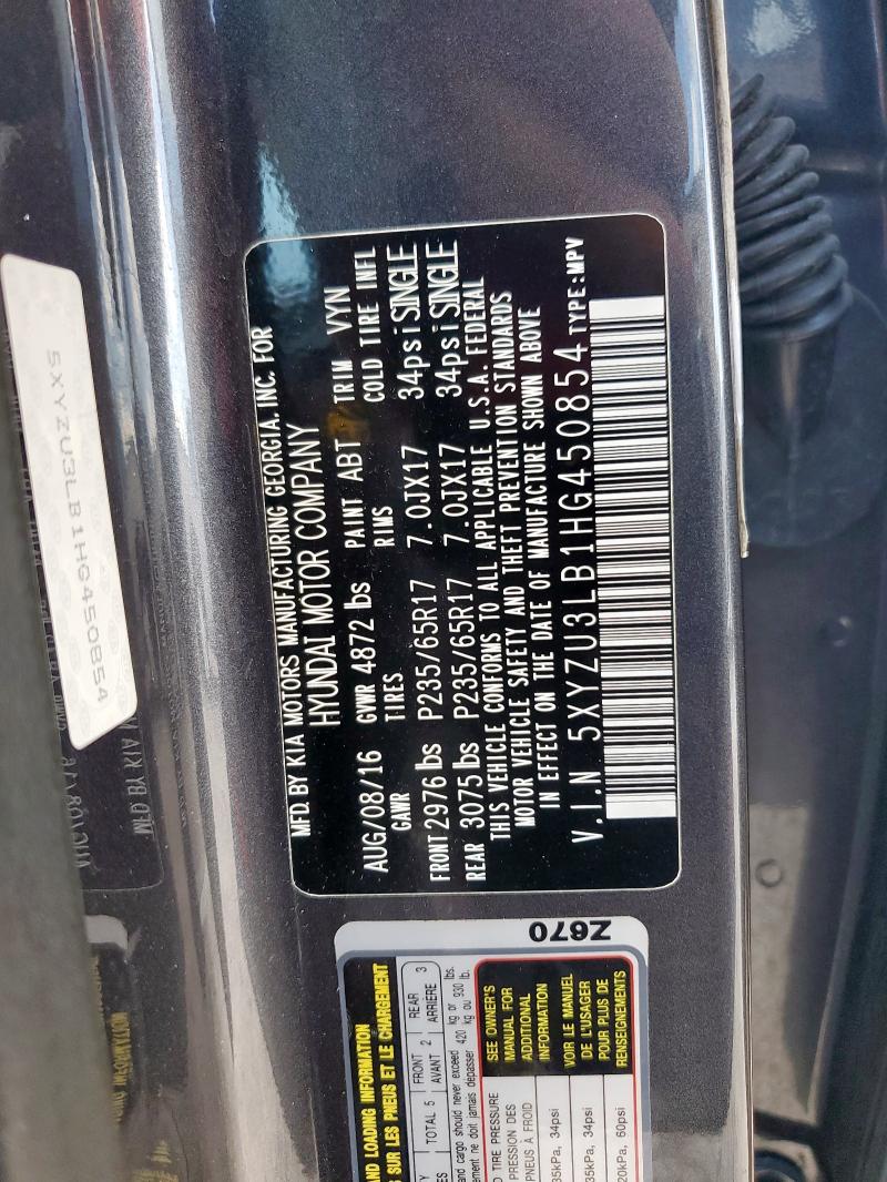 5XYZU3LB1HG450854 - 2017 HYUNDAI SANTA FE SPORT 灰色 照片 13