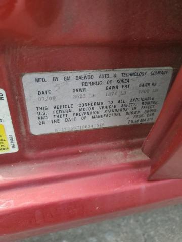 KL1TD56E19B341515 - 2009 CHEVROLET AVEO LS MAROON photo 12