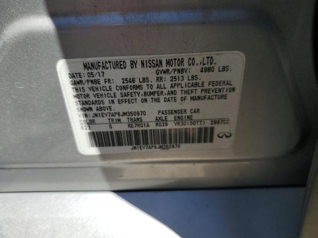 JN1EV7AP6JM350970 - 2018 INFINITI Q50 LUXE ვერცხლისფერი ფოტო 12