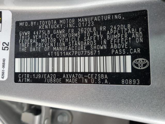 4T1G11AK7PU775671 - 2023 TOYOTA CAMRY SE NIGHT SHADE SILVER photo 13