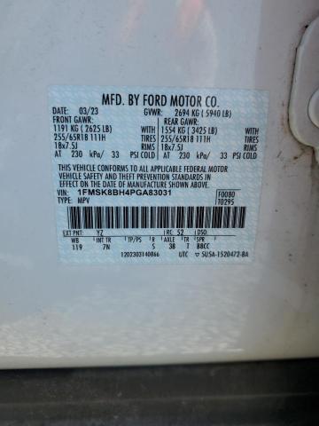 1FMSK8BH4PGA83031 - 2023 FORD EXPLORER თეთრი ფოტო 13