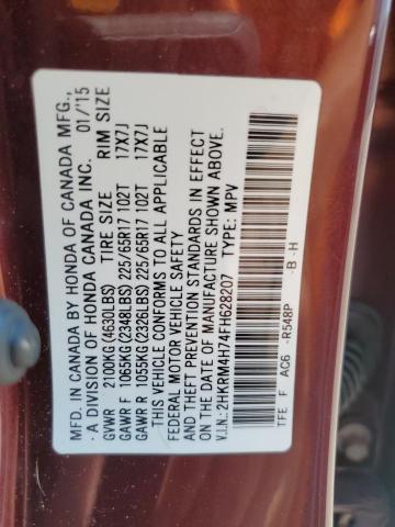 2HKRM4H74FH628207 - 2015 HONDA CR-V EXL BURGUNDY photo 13