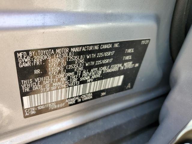 2T3F1RFV7MC248313 - 2021 TOYOTA RAV4 LE 银色 照片 13