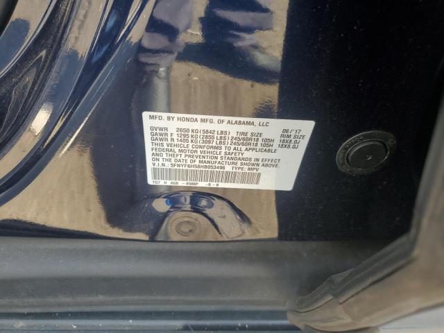 5FNYF6H58HB053496 - 2017 HONDA PILOT EXL BLUE photo 13