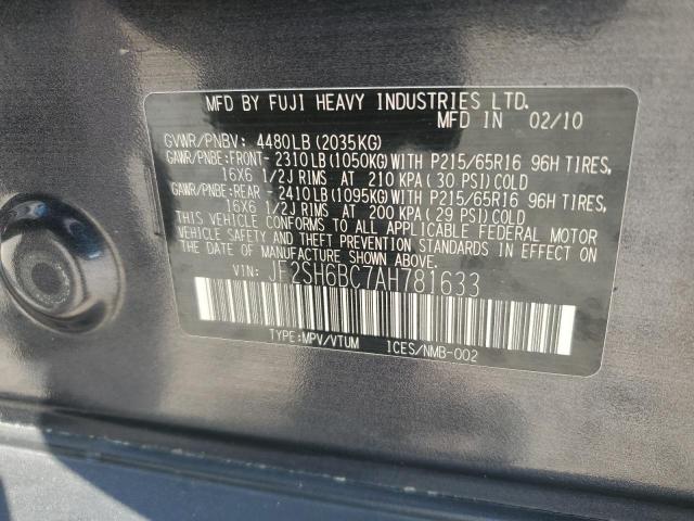 JF2SH6BC7AH781633 - 2010 SUBARU FORESTER XS CHARCOAL photo 13