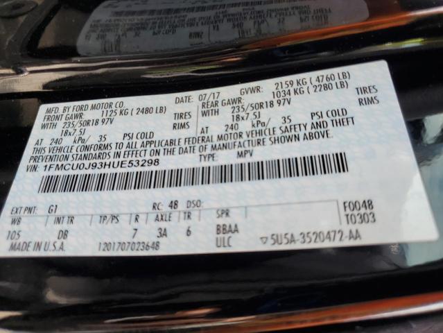 1FMCU0J93HUE53298 - 2017 FORD ESCAPE TITANIUM 黑色 照片 13