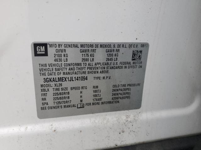 3GKALMEX1JL141094 - 2018 GMC TERRAIN SLE WHITE photo 13