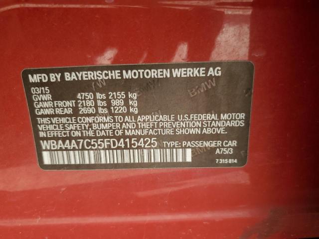 WBA4A7C55FD415425 - 2015 BMW 428 XI GRAN COUPE RED photo 12