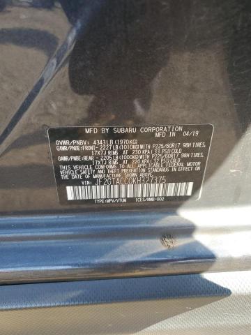 JF2GTACC0KH327375 - 2019 SUBARU CROSSTREK PREMIUM CHARCOAL photo 12