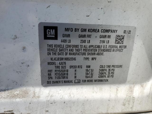 KL4CJESM1NB522245 - 2022 BUICK ENCORE PREFERRED WHITE photo 13