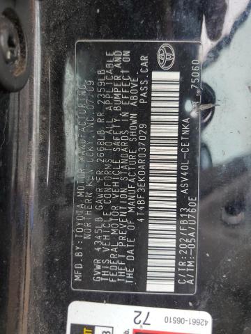 4T4BF3EK0AR037029 - 2010 TOYOTA CAMRY BASE Қара фото 12