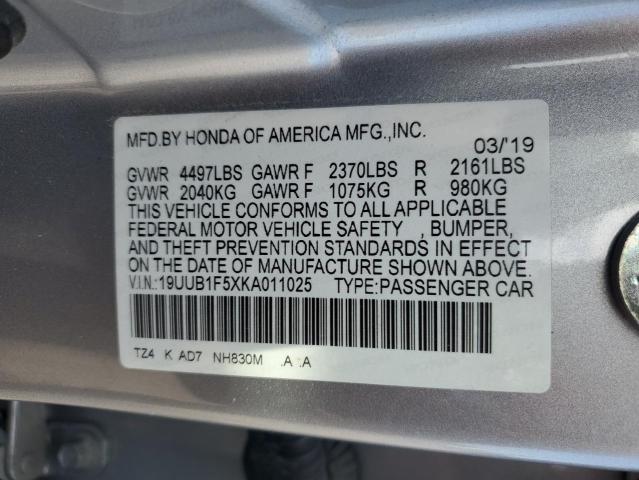 19UUB1F5XKA011025 - 2019 ACURA TLX TECHNOLOGY 银色 照片 12