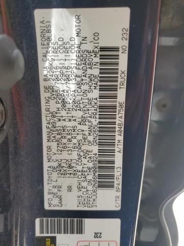 3TMJU62N86M008924 - 2006 TOYOTA TACOMA DOUBLE CAB PRERUNNER BLUE photo 12