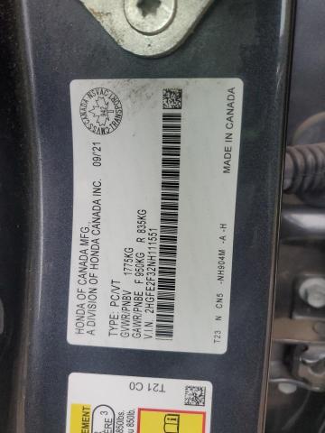 2HGFE2F32NH111551 - 2022 HONDA CIVIC EX GRAY photo 12