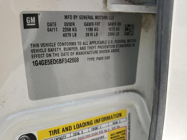 1G4GE5ED6BF342668 - 2011 BUICK LACROSSE CXS WHITE photo 13