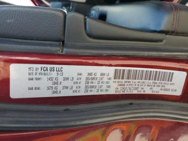 1C4RJFLT0LC133857 - 2020 JEEP GRAND CHER TRAILHAWK ბურგუნდია ფოტო 14
