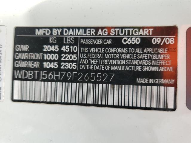WDBTJ56H79F265527 - 2009 MERCEDES-BENZ CLK 350 Ақ фото 12
