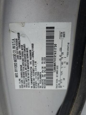 1LNHM97V7XY651730 - 2007 LINCOLN CONTINENTA SILVER photo 12