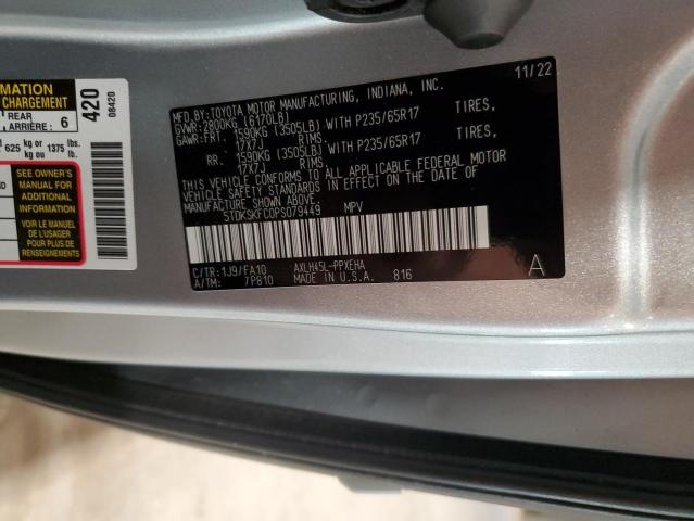 5TDKSKFC0PS079449 - 2023 TOYOTA SIENNA LE SILVER photo 14