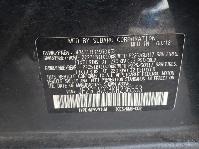 JF2GTACC3KH236553 - 2019 SUBARU CROSSTREK PREMIUM BLACK photo 14